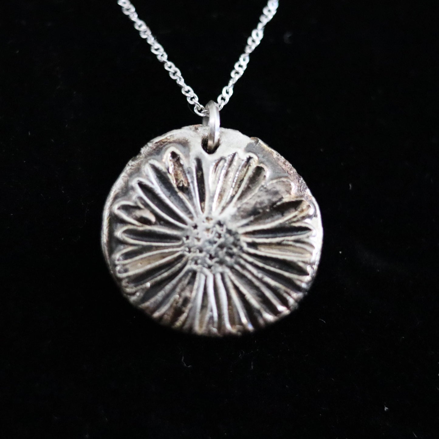 Fine Silver Floral Pendant .999 with copper inclusions