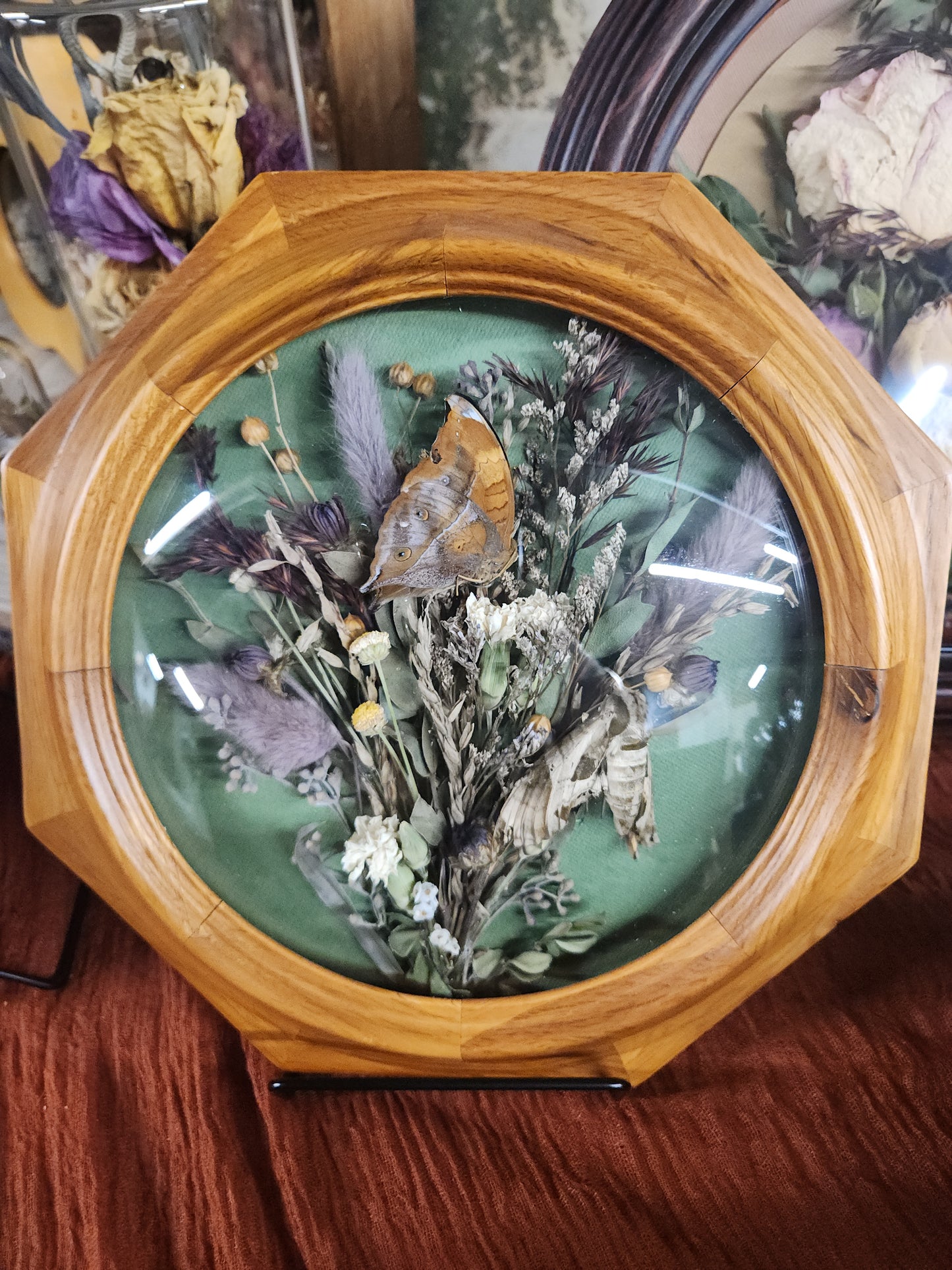 Dried Floral Shadow Box • Upcycled Antique Clock • Preserved Flowers • Preserved insects • Handmade Botanical Wall Art • Rustic Home Decor • Gift for any occasion