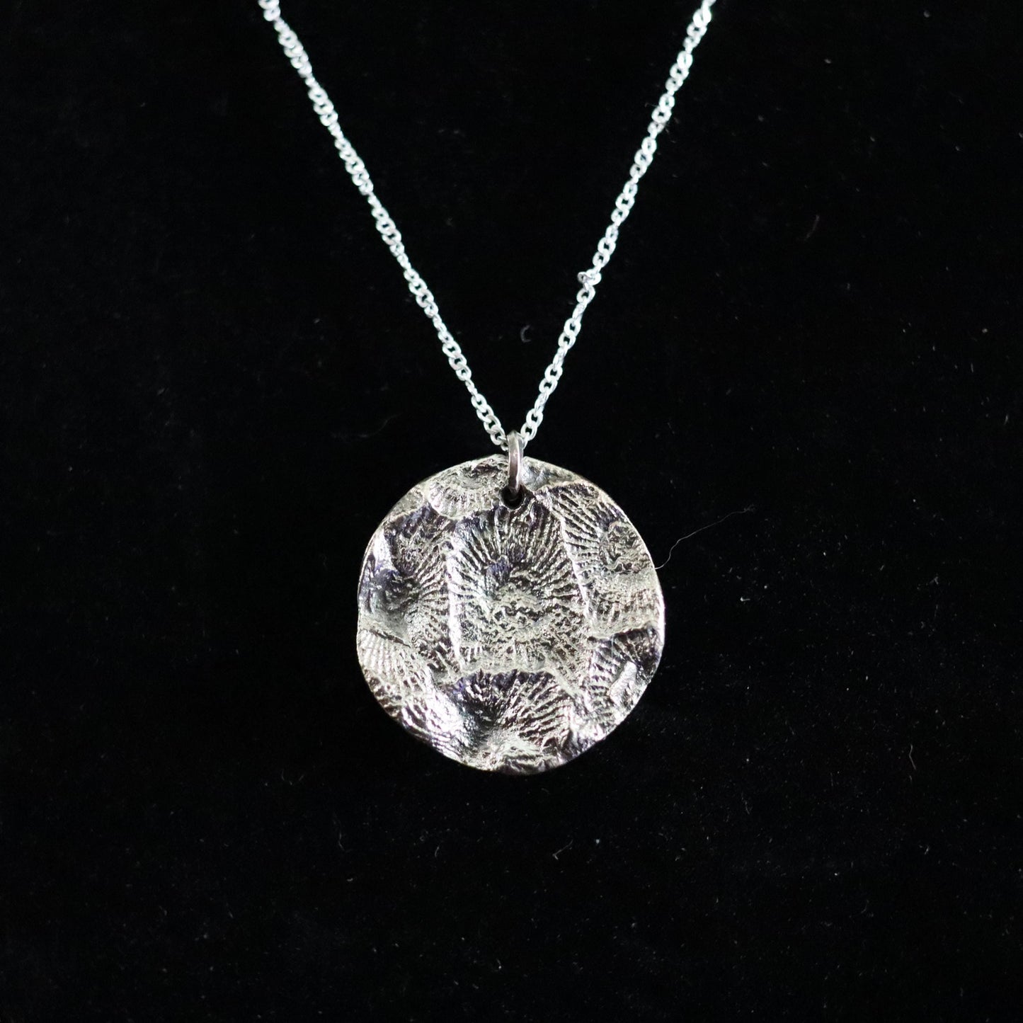 Fine Silver Hexagonaria Fossil Pendant: Petoskey Stone, Michigan Made