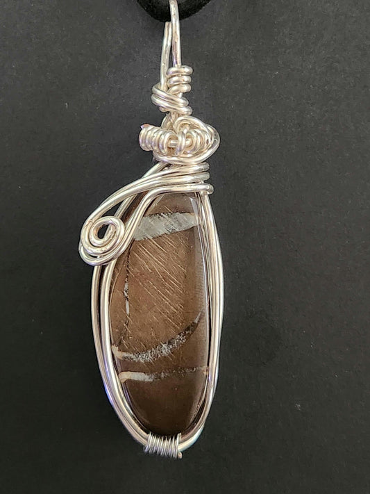 Hand-Cut and Polished Septarian Nodule Pendant – Grounding & Ancient Wisdom Stone | Silver Plated | Michigan Found