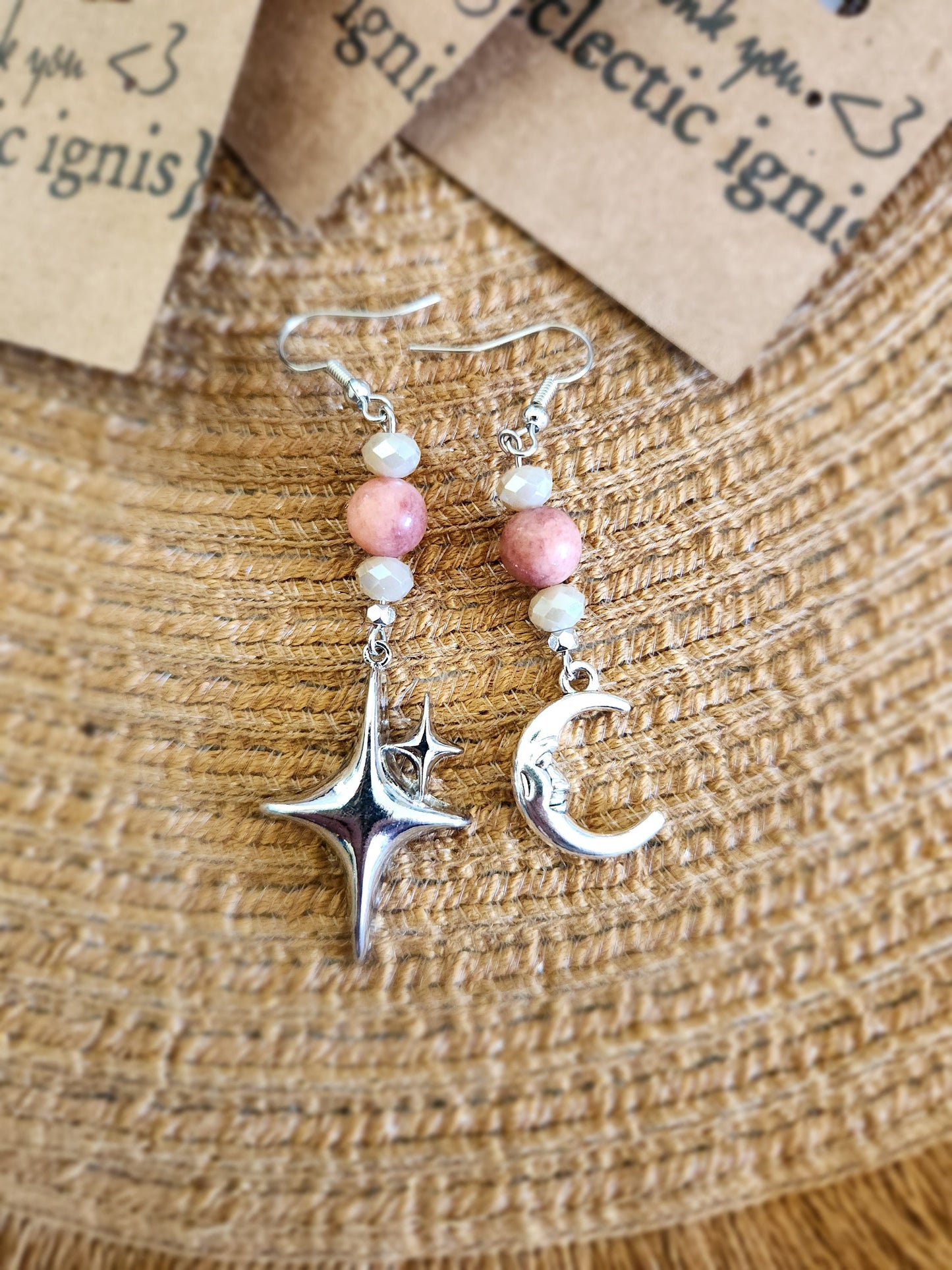 Dangle Earring Set - Star & Moon Silver