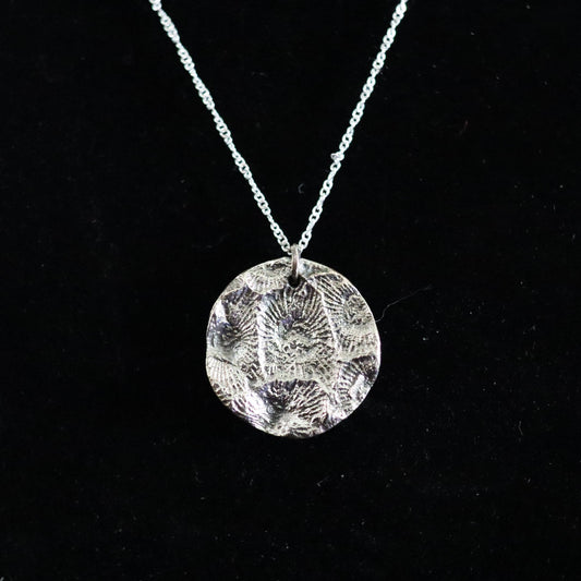 Fine Silver Hexagonaria Fossil Pendant: Petoskey Stone, Michigan Made