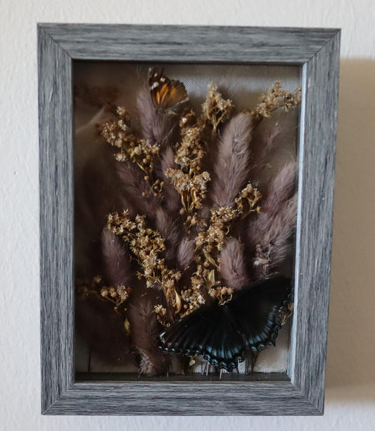 Dried Greens Shadowbox Art: Gothic Botanical Display