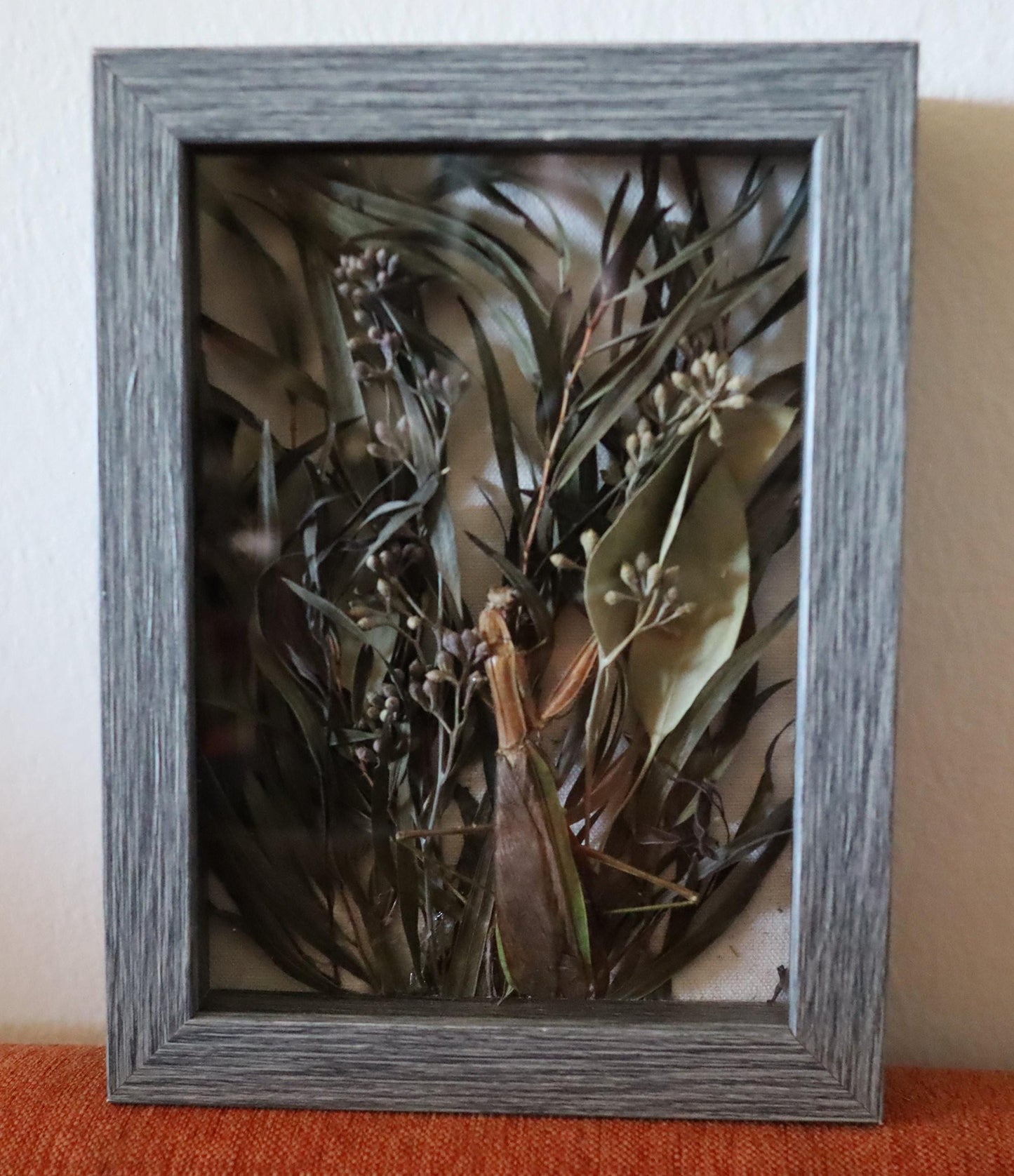 Dried greens, praying mantis Gothic Botanical Display