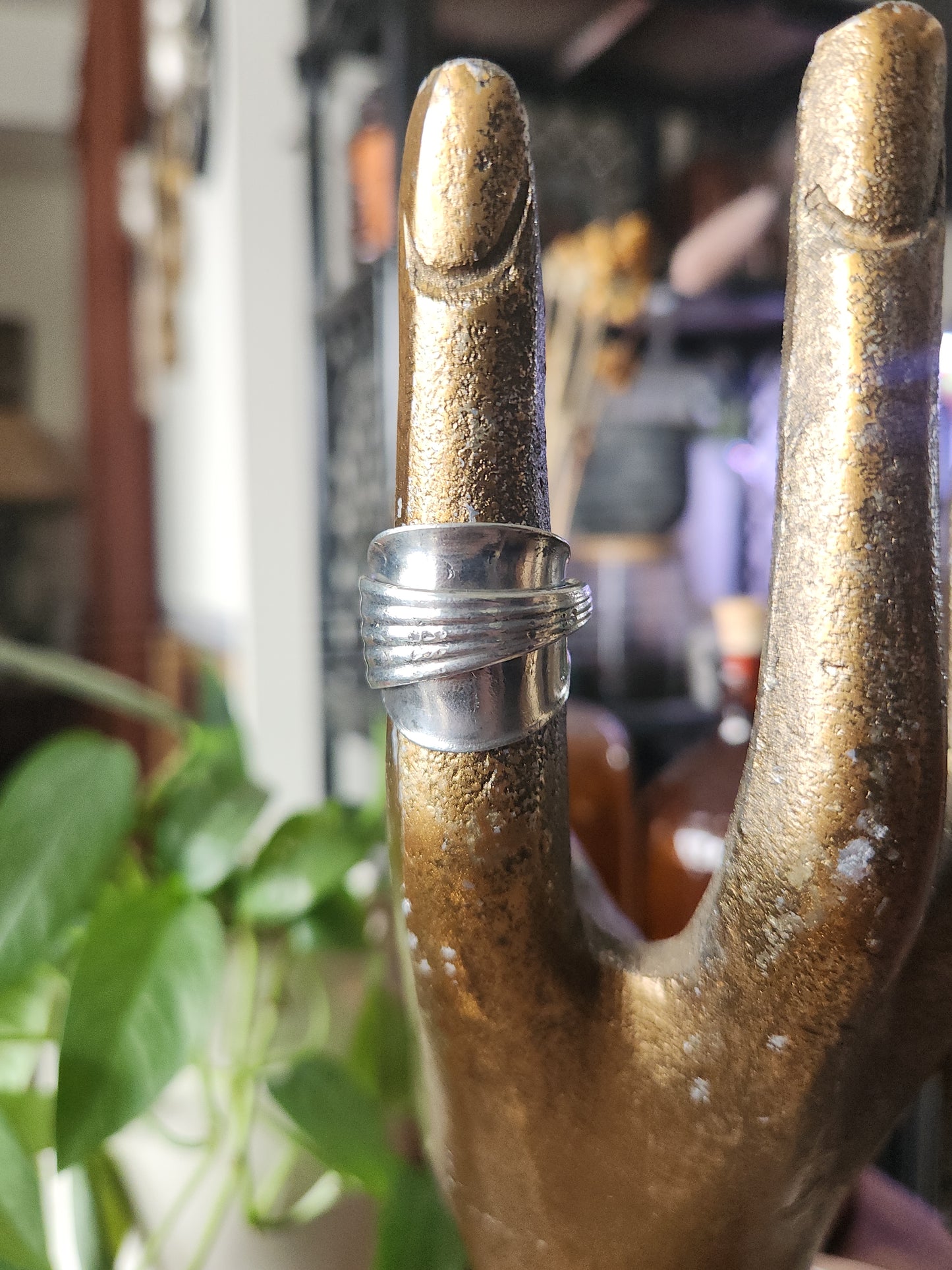 Silver Plated Thumb Shield • Upcycled Spoon Ring • Vintage Silver Spoon Ring •Unisex Gifts • size 7