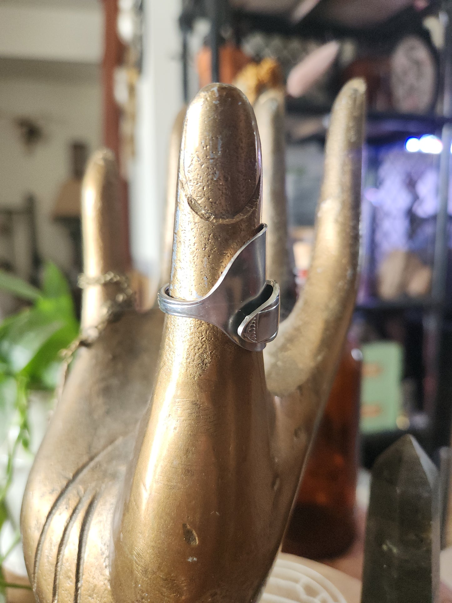 Silver Plated Thumb Shield • Upcycled Spoon Ring • Vintage Silver Spoon Ring •Unisex Gifts • size 10.5