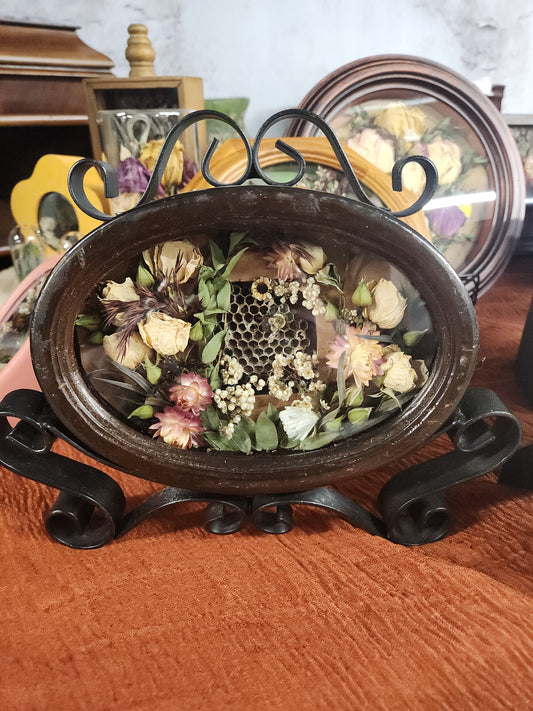 Dried Floral Shadow Box • Upcycled Antique Clock • Preserved Flowers • Preserved insects • Handmade Botanical Wall Art • Rustic Home Decor • Gift for any occasion