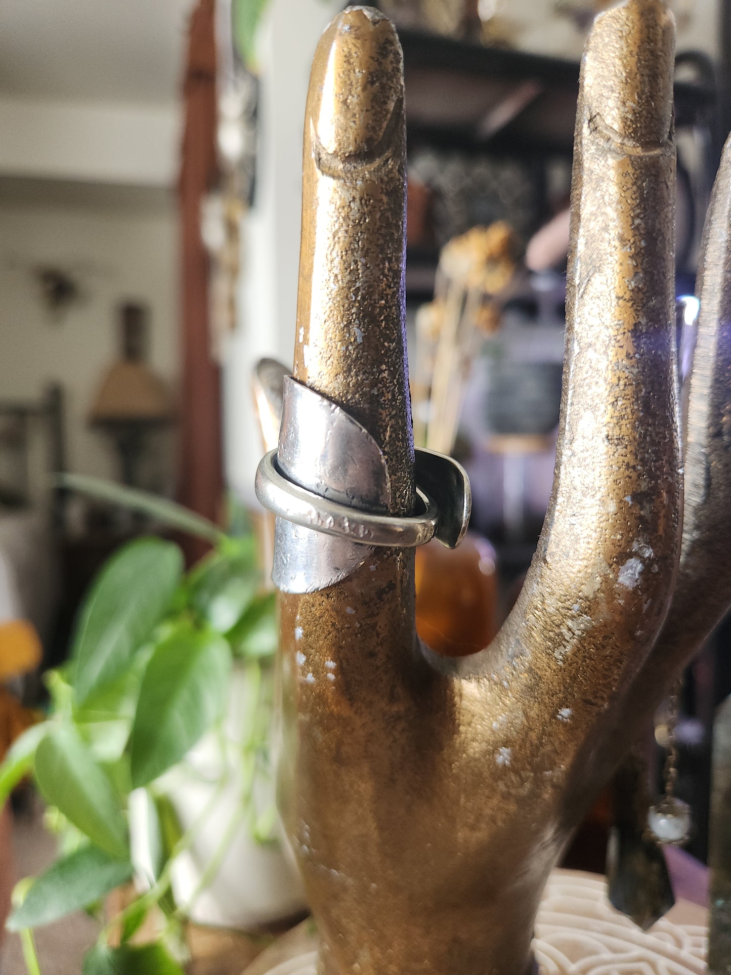 Silver Plated Spoon Ring Shield• Upcycled Spoon Ring • Vintage Silver Spoon Ring •Unisex Gifts • size 8