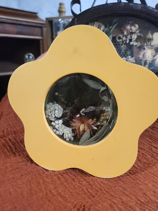 Dried Floral Shadow Box • Upcycled Clock • Preserved Flowers • Preserved insects • Handmade Botanical Wall Art • Rustic Home Decor • Gift for any occasion