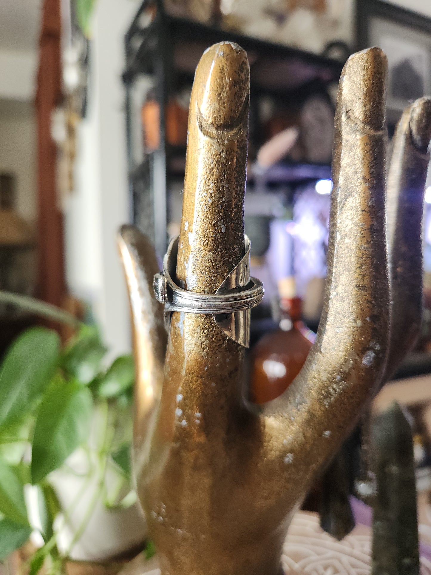 Silver Plated Spoon Ring Shield• Upcycled Spoon Ring • Vintage Silver Spoon Ring •Unisex Gifts • size 8